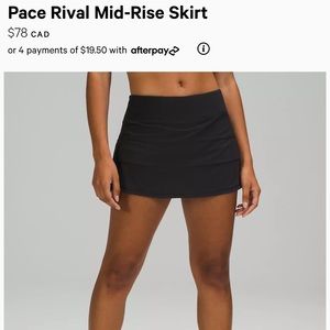 Lululemon Pace Rival Skirt!